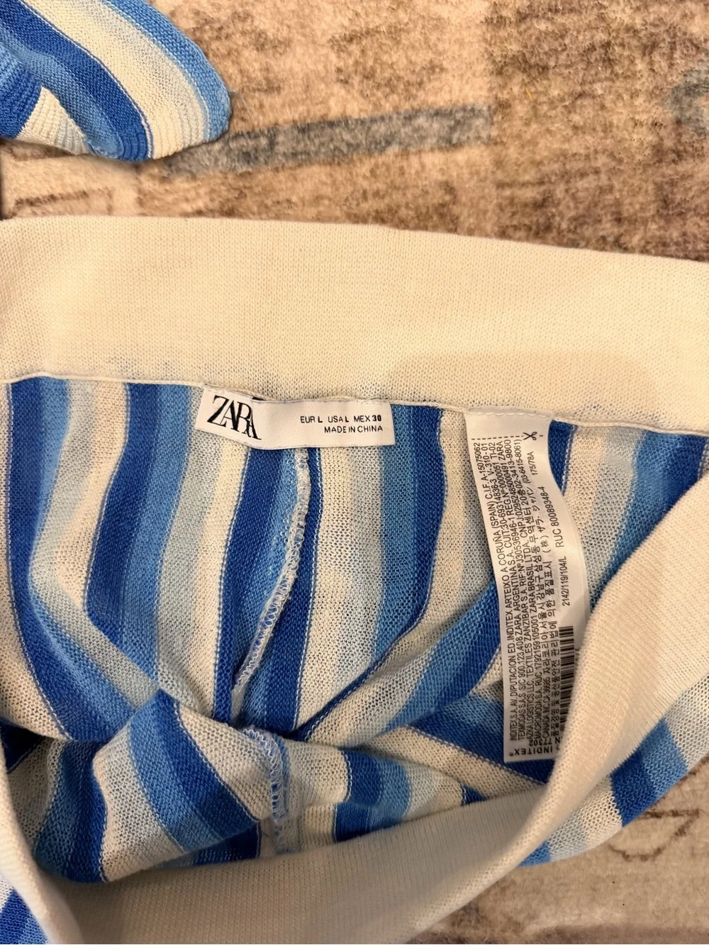 Zara Blue and White Striped Knit Pants - Picture 2 of 3